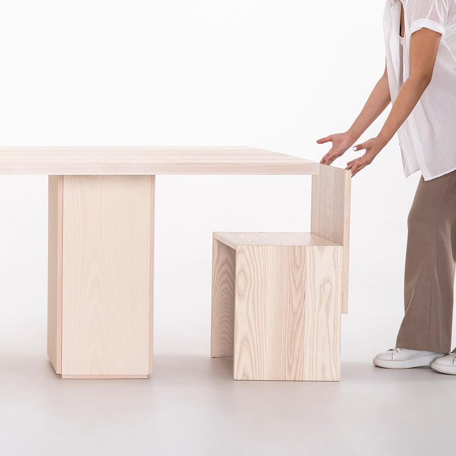 minimalist wood table and chair