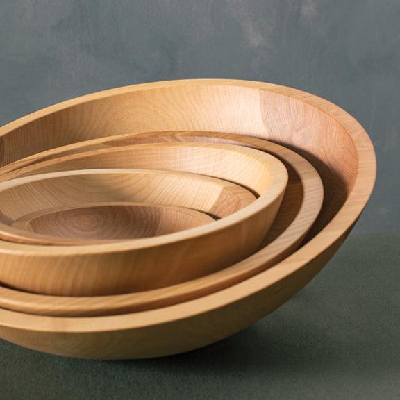 solid wood bowls in light wood